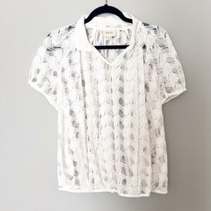 Koch Top Blouse Shirt Sheer Embroidered Like detail medium